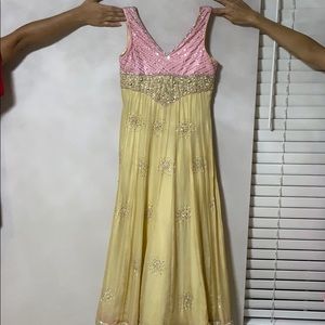 Pink and gold sequin and stone salwar kameez